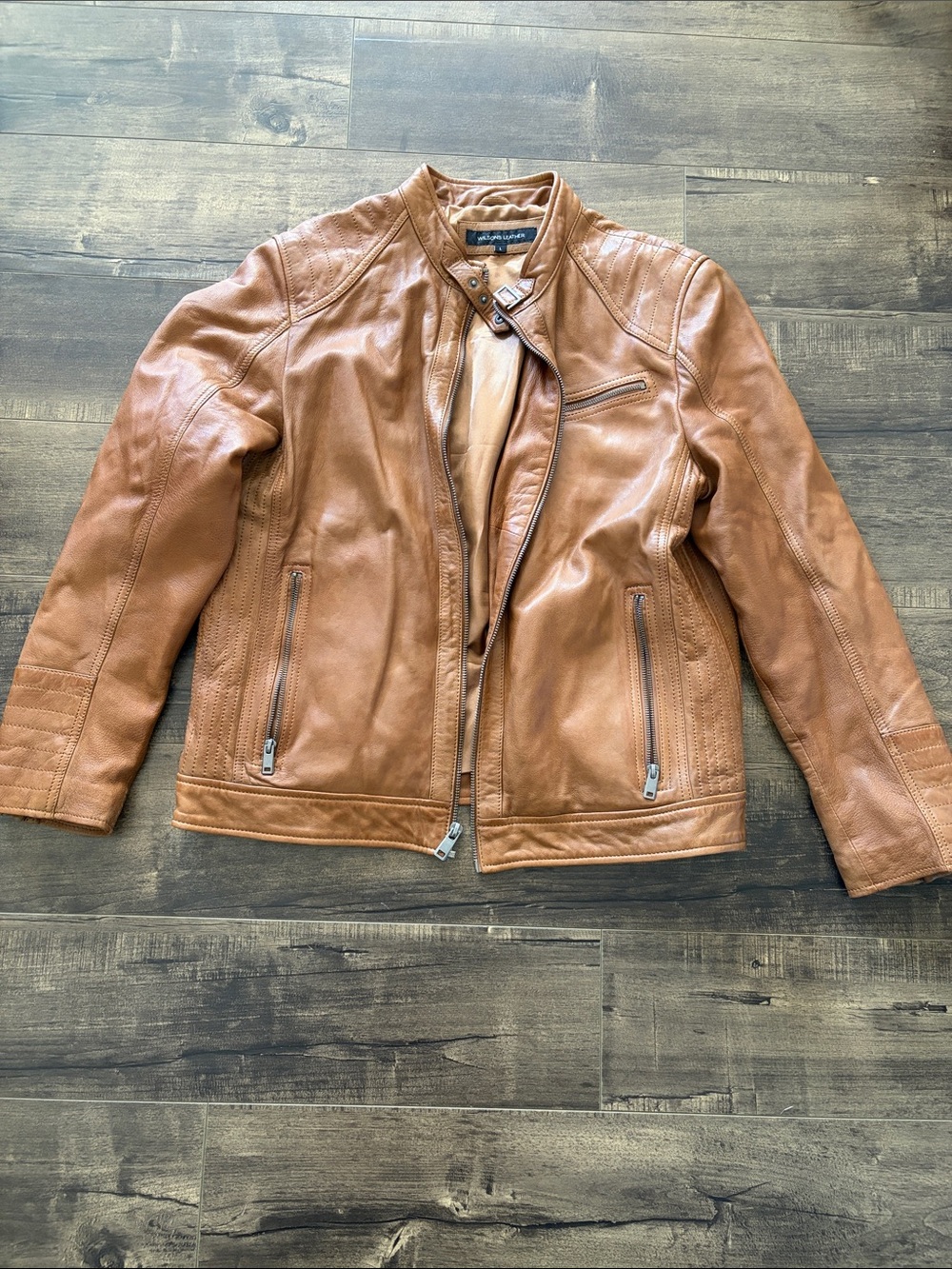Wilsons Leather Tan Bomber-Style Leather Jacket